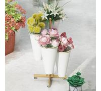 Générique Support pour Plantes - Présentoir à Fleurs en Fer forgé avec seaux pour Une Utilisation intérieure et extérieure, idéal pour Les patios, Les Jardins et Les salo