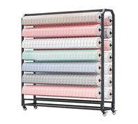 Générique Support Rangement for Rouleaux Tissu,Grand Chariot Commercial for Tissus Textiles,Support Mobile for Pellicule Vinyle,avec Tige Suspension Réglable(16 Rods)