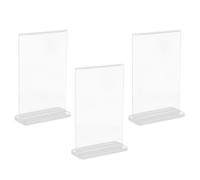 Générique Support transparent double face pour affichage A6 en alliage 3 pièces, porte-panneau T design élégant pour bureau et salon d'exposition