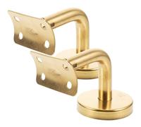 Générique Supports de Main Courante en Acier Inoxydable 2 Pièces, Support Mural Doré pour Rambarde D'escalier, Pièce 60x60 Mm Embout Mobile en Titane, Compatible Garde-corps Intérieur,