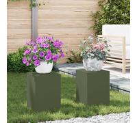 Générique Supports de Plantes d'extérieur Pilier 2 pcs Olive Verte 24x24x35 cm Acier,Supports pour Plantes,5.85KG-865809
