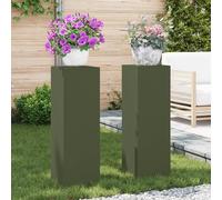 Générique Supports de Plantes d'Extérieur Pilier 2 pcs Vert Olive 24x24x75 cm Acier,Supports pour Plantes,9.8KG-865823