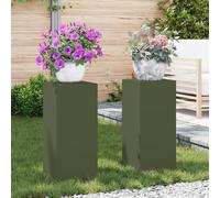 Générique Supports de Plantes Extérieurs Pillar 2 pcs Vert Olive 24x24x55 cm Acier,Supports pour Plantes,7.4KG-865816