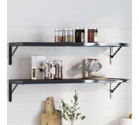 Générique Supports d'étagères 4 pcs 30x2,5x15,5 cm Noir Acier Inoxydable,Étagères murales & corniches,1.78KG-30304