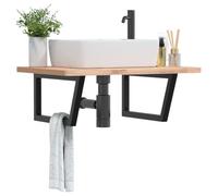 Générique Supports d'étagères pour lavabo 2 pcs Noir trapèze Acier,Accessoires de Supports et équerres de renfort-4007289