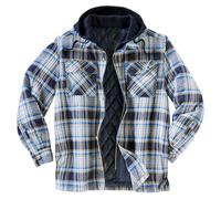 Générique Surchemise a Capuche Homme mi Saison Chemise Bucheron Chemisette de Travail Chemisier Imprimée Veste Transition Jacket Décontractée Vêtements Bleu ciel XXL