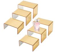 Générique Surélévateurs pour Présentation, Support de Vitrine Doré, Présentoir de Collection avec 3 Tailles pour Pâtisseries, Cupcakes, Parfums et Figurines