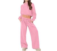 Générique Surêtement Femme Ensemble Jogging Femme Décontracté Hoodie Ensemble De Sport Set Hiver Chaud Manche Courte Long Pants Élégant Deux Pièces Loungeportée Comfy Jogger Suit For Quotidien Portée