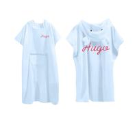 Générique Surf Poncho Personnalisé et Brodé avec Prénom, Poncho de Bain en Microfibre Absorbent pour Femmes Hommes Enfants et Adultes, Poncho de Changement de Plage avec Capuche (Light Blue, Enfant)