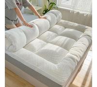 Générique Surmatelas Matelassé épais Et Moelleux De Style Futon Japonais, Matelas De Sol Pliable Et Enroulable, Idéal pour Camping-Cars, Canapés-Lits Et Dortoirs(White,200x220cm)