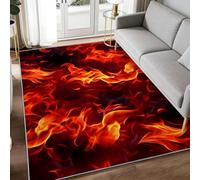 Générique Surréalisme 60 x 90 cm Moderne Tapis de Salon, Doux Sci-FI Feu Rayures Imprimé Tapis - Moquette Antidérapant pour Salle à Manger Chambre Couloir Bureau Salle de Jeu