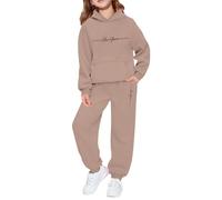 Générique Survêtement en Polaire pour Fille - Pull Chaud d'hiver avec Capuche et Pantalon - Tenue de Loisirs pour Enfants - Joli Ensemble de Jogging imprimé