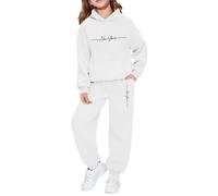Générique Survêtement en Polaire pour Fille - Pull Chaud d'hiver avec Capuche et Pantalon - Tenue de Loisirs pour Enfants - Joli Ensemble de Jogging imprimé