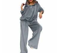 Générique Survetement Femme 2 Pieces en Peluche Moelleuse avec Capuche Hoodie Loisirs Pantalon Jogging Baggy avec Poches Ensemble Sport Femme avec Doublure Imprimé Léopard pour Streetwear
