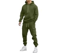 Générique Survêtement Homme à Capuche Ensemble Jogging Sweat Hoodie et Pantalon Manches Longues Survêtements Hiver Streetwear Tracksuit Coton Vetement de Sport pour Hommes Sportswear Vert Armée XL