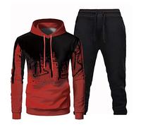 Générique Survetement Homme Ensemble Sweatshirt 2 Pièces Sports Sweat à Capuche Zippé et Noir Pantalon Sport Jogging Sportif Vintage Slim Veste Pas Cher Marque Vetement Automne Hiver Rouge M NM102