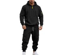 Générique Survêtement pour Homme avec Fermeture Éclair 1/4 deux Pièces Pull à Manches Longues Sweat Et Jogging Décontracté Haut Gaufré Pantalon Vêtements de Sport Costume de Loisirs Chic Streetwear