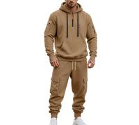 Générique Survêtement pour Homme avec Fermeture Éclair 1/4 deux Pièces Pull à Manches Longues Sweat Et Jogging Décontracté Haut Gaufré Pantalon Vêtements de Sport Costume de Loisirs Chic Streetwear
