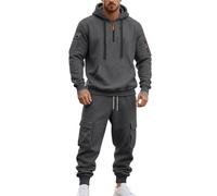Générique Survêtement pour Homme avec Fermeture Éclair 1/4 deux Pièces Pull à Manches Longues Sweat Et Jogging Décontracté Haut Gaufré Pantalon Vêtements de Sport Costume de Loisirs Chic Streetwear