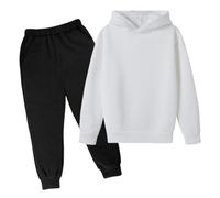 Générique SurvêTement Uni,RéSiste Aux Lavages RéPéTéS,ConçU pour Les Filles âGéEs de 3 à 14 Ans.Tissu Infroissable et IndéFormable.Couleurs Vives et RéSistantes.(White,3-4 Ans)