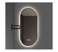 Générique Suspended Rotating Corner Mirror, Illuminated Oval Decorative Mirror, High-Definition Anti-Fog, Suitable for Families and Hotels(Black,60x90cm)