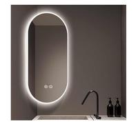 Générique Suspended Rotating Corner Mirror, Illuminated Oval Decorative Mirror, High-Definition Anti-Fog, Suitable for Families and Hotels(White,50x80cm)