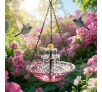Générique Suspendue Bain Oiseaux avec Fontaine Solaire | Fontaine Cascade Énergie Solaire, Bol pour Bain D’Oiseaux D‘Extérieur en Verre, Décoration Jardin Nature pour Terrasse
