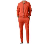 Générique Suvetement Homme - Ensemble Deux pièces de Sport pour Homme Couleur Unie Automne-Hiver avec Bandes réfléchissantes Manteau Long et Pantalon (Orange L)