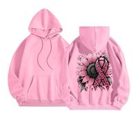 Générique Sweat à Capuche à Manches Longues pour Femme, imprimé Lettres, pour la Sensibilisation au Cancer du Sein, Un Usage Quotidien, Style décontracté et activités de prévention (M)