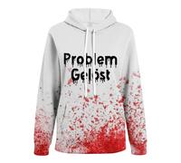 Générique Sweat à Capuche à Manches Longues pour Femmes, Sweat à Capuche Ample et décontracté avec Lettres sanglantes d'halloween imprimées (Brick Red, XXXL)