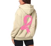 Générique Sweat à Capuche à Manches Longues Sensibilisation au Cancer du Sein Femme Octobre Rose Cancer du Sein Sweat-Shirts à Capuche pour La Sensibilisation Cancer du Sein (Beige, S)
