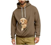 Générique Sweat à Capuche avec Poche pour Chat et Pochette Kangourou Sweats Homme Hiver Chaud Pull Décontracté Sweats Confortable Sweatshirt Uni Manches Longues Moderne Automne Hoodies Brun M