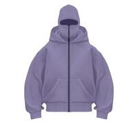 Générique Sweat à Capuche Balaclava Zip Hoodie Zippé Homme Veste Chaude Hoodie Balaclava Cagoule Moto Masque Anti-Vent pour Sports de Plein Air Vélo Manteau Automne et Hiver Sweat À Manches Longues