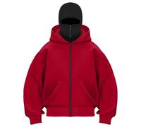 Générique Sweat à Capuche Balaclava Zip Hoodie Zippé Homme Veste Chaude Hoodie Balaclava Cagoule Moto Masque Anti-Vent pour Sports de Plein Air Vélo Manteau Automne et Hiver Sweat À Manches Longues