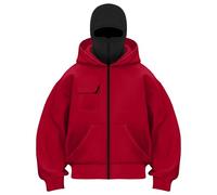 Générique Sweat à Capuche Balaclava Zip Hoodie Zippé Homme Veste Chaude Hoodie Femme Balaclava Cagoule Moto Masque Anti-Vent pour Sports de Plein Air Vélo Manteau Automne et Hiver Sweat À Manches