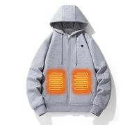 Générique Sweat à Capuche Chauffant Intelligent d'hiver, Veste Chauffante Homme Femme Unisexe, 5 Zones de Chauffage pour Camping Extérieur(Grey #1, XXXXXL)