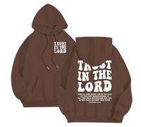 Générique Sweat à Capuche chrétien « God is Within Her She Will Not Fall » pour Femmes, Sweat à Capuche surdimensionné Jésus pour Femmes, Chandail à Manches Longues avec Poche