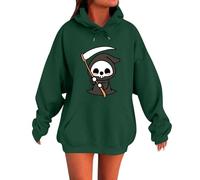 Générique Sweat À Capuche D Hiver Femme Halloween Pullover Motif Halloween Imprimé Avec poches Manche Longue Sweater Hauts Léger Automne-Hiver Oversize Vetement Femme Confortable