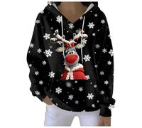 Générique Sweat à Capuche de Noël Femme Grande Taille Pull de Noel Moche Manches Longues Décontracté Festif Imprimé Sweat-Shirt de Noël Amusant Hiver Chaud