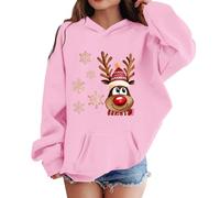 Générique Sweat à Capuche de Noël pour Enfants Pulls à Capuche Renne Chaud à Manches Longues Pull de Noëls Sweat Haut d'hiver Filles Cadeaux de Noëls, Pull Moche de Noel pour 2-12 Ans