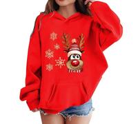 Générique Sweat à Capuche de Noël pour Enfants Pulls à Capuche Renne Chaud à Manches Longues Pull de Noëls Sweat Haut d'hiver Filles Cadeaux de Noëls, Pull Moche de Noel pour 2-12 Ans