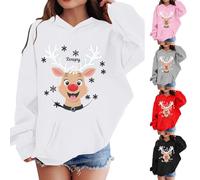 Générique Sweat à Capuche de Noëls pour Enfants, Motif Renne de Noëls Amusant pour Filles - Pull de Noël Moche, Pull à Capuche à Manches Longues - Vêtements de Noël Cadeaux de Noël 2-12 Ans