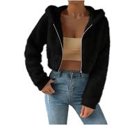 Générique Sweat à Capuche De NoëlVeste Courte zippée Polaire à Capuche Manches Longues Mode Confortable pour Femme Automne Hiver Sweatshirt Doux (Black, M)