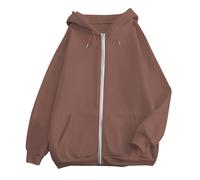 Générique Sweat à Capuche décontracté de Couleur Unie avec Poche zippée pour Femme (Brown, L)