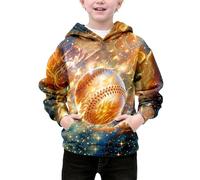 Générique Sweat à Capuche décontracté pour Filles, imprimé intégral en 3D, Pull en Coton Doux pour l'école et Les Loisirs, idéal pour Les Enfants de 4 à 12 Ans (Gold, 7-8Years)