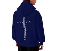 Générique Sweat à Capuche décontracté pour garçons, orné d'un Motif inspirant, idéal pour l'église et Le Quotidien. Rentrée Scolaire Cadeau Garçon (Navy, 9-10 Years)