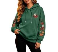 Générique Sweat à Capuche d'halloween à Manches Longues pour Femme Sweat-Shirt avec Cordon De Serrage Imprimé Floral Et ChâTeau d'halloween Pullover Femme Confortable Et Doux Automne Hiver Halloween