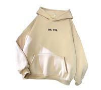 Générique Sweat à Capuche Femme Confortable Pullover Hiver Tendance vêtement décontracté Molleton Doux Style Casual imprimé Lettrage Oversize (Beige, XL)