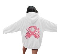 Générique Sweat À Capuche Femme Décontracté Lettres Imprimé Étoilé Ciel À Capuche Sweat Sensibilisation Cancer du Sein pour L Hiver Et Les Célébrations