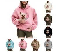Générique Sweat à Capuche Femme en Peluche avec Grande Poche pour Porter Son Chien ou Chat,Hoodie Hiver en Polaire Douce à Cordon Coulissant,Sweatshirt Rose Confédérable Pullover Unisexe